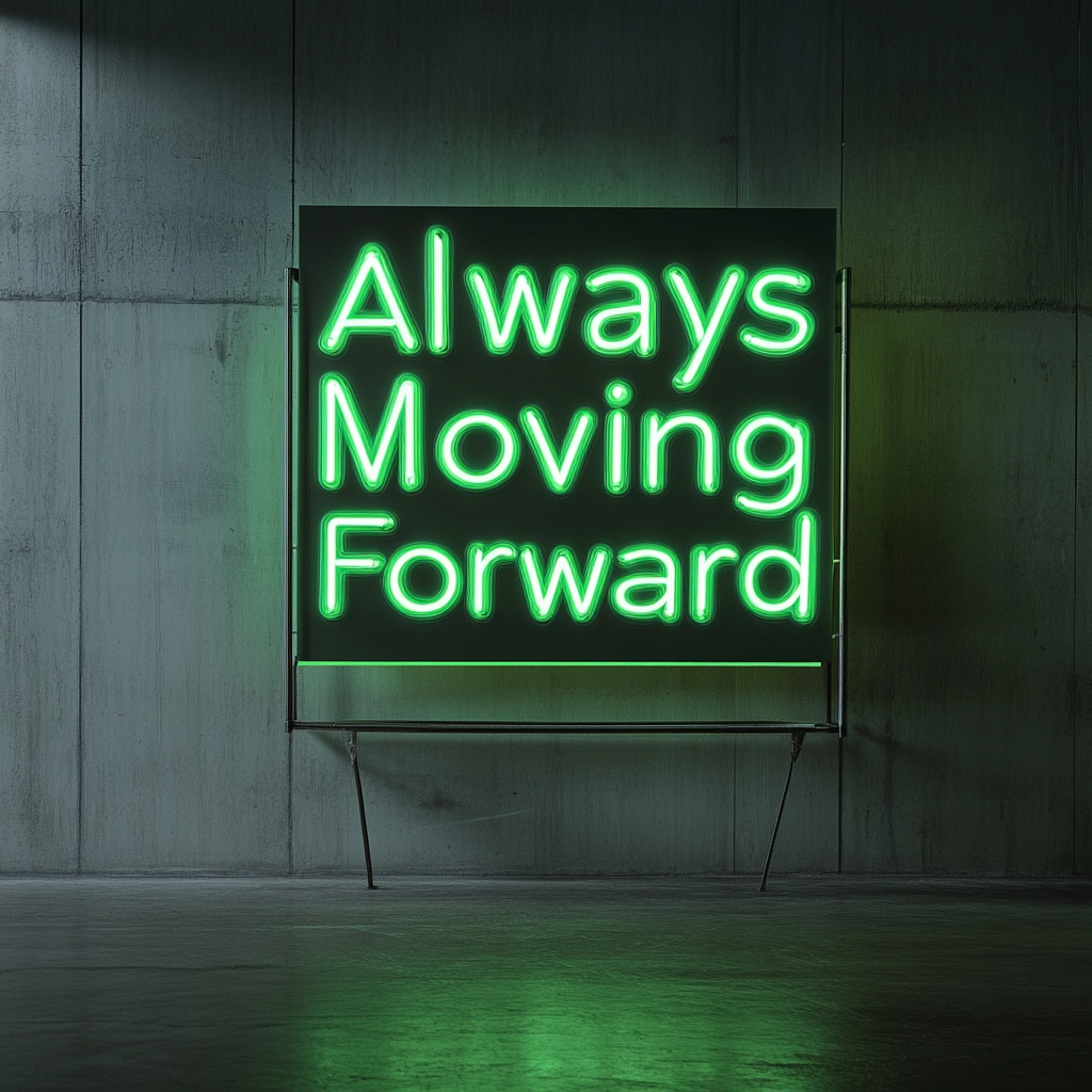 "Always Moving Forward" - Green Neon Sign, 24 Inches