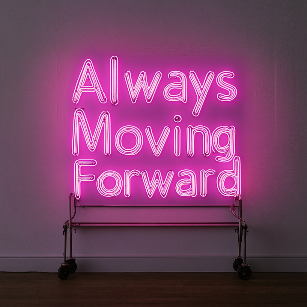 "Always Moving Forward" - Pink Neon Sign, 24 Inches