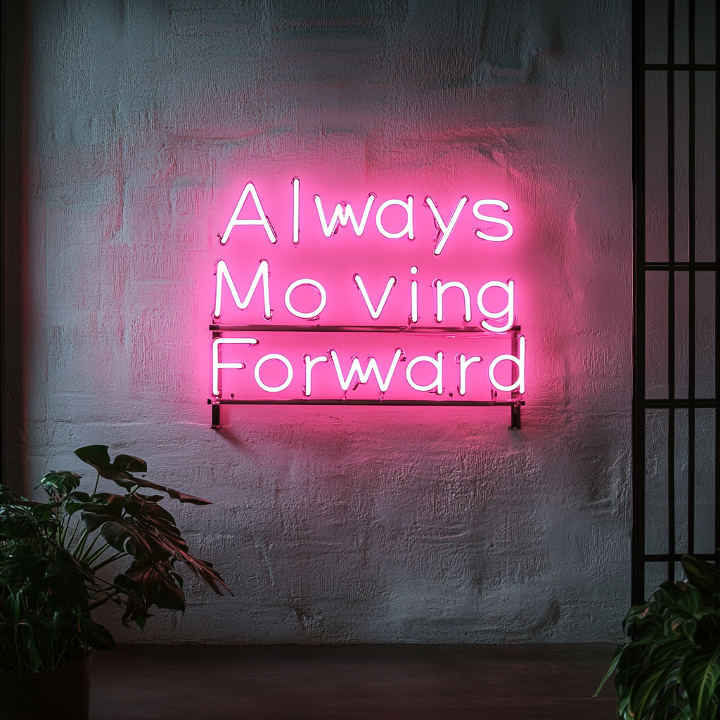 "Always Moving Forward" - Pink Neon Sign, 24 Inches