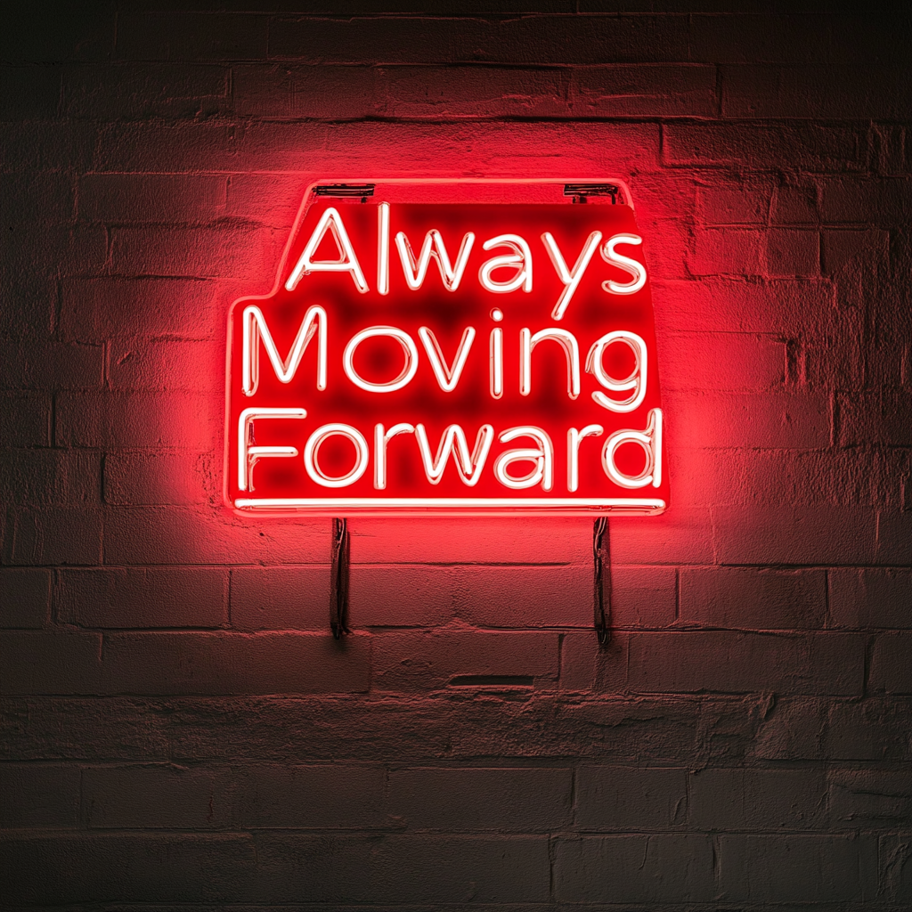 "Always Moving Forward" - Red Neon Sign, 24 Inches