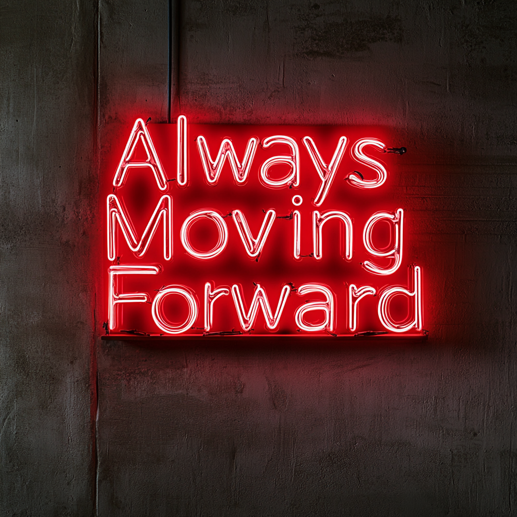 "Always Moving Forward" - Red Neon Sign, 24 Inches