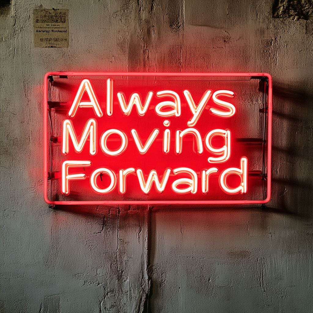 "Always Moving Forward" - Red Neon Sign, 24 Inches