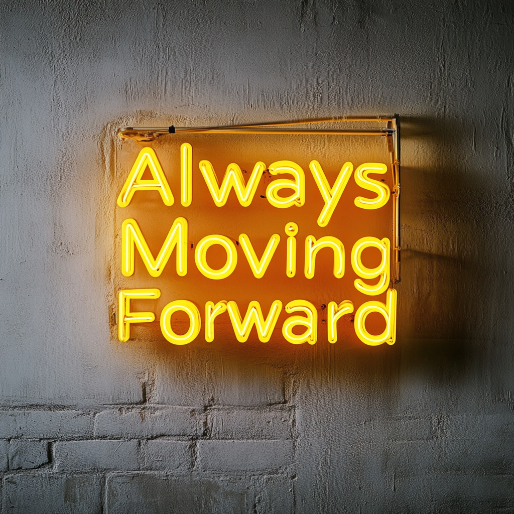 "Always Moving Forward" - Yellow Neon Sign, 24 Inches