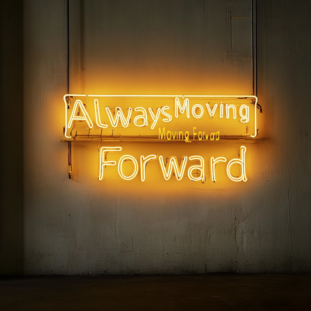 "Always Moving Forward" - Yellow Neon Sign, 24 Inches