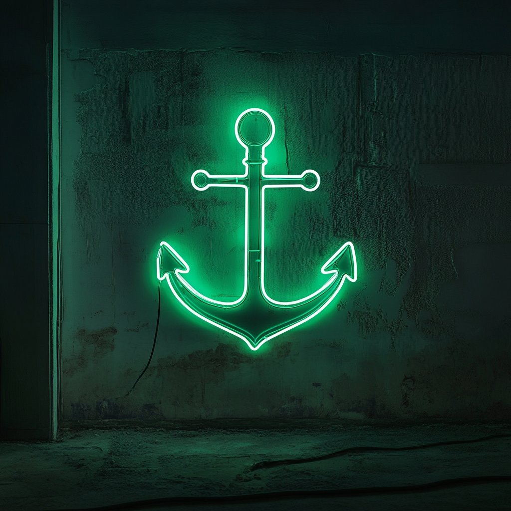 Anchor - Green Neon Sign, 18 Inches
