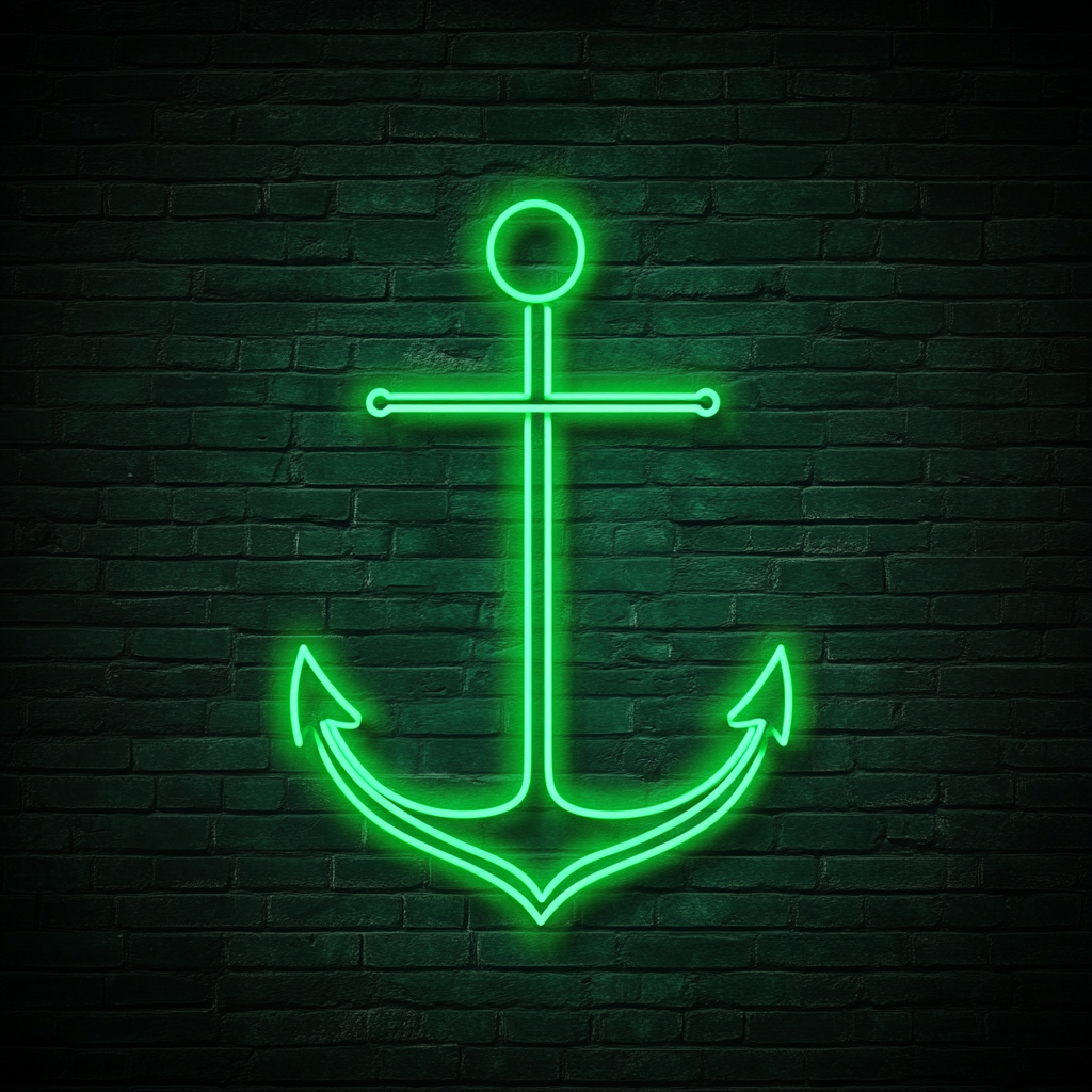 Anchor - Green Neon Sign, 18 Inches