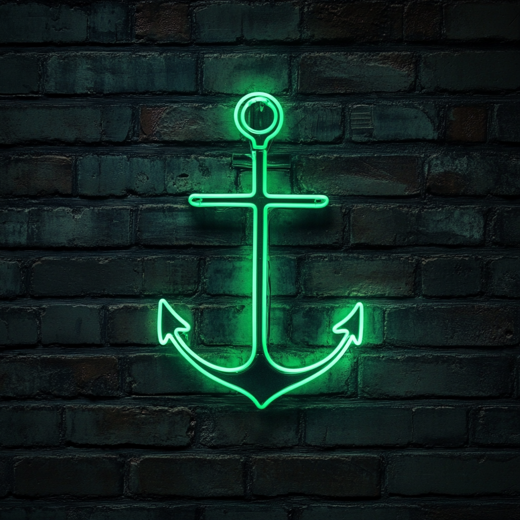 Anchor - Green Neon Sign, 18 Inches
