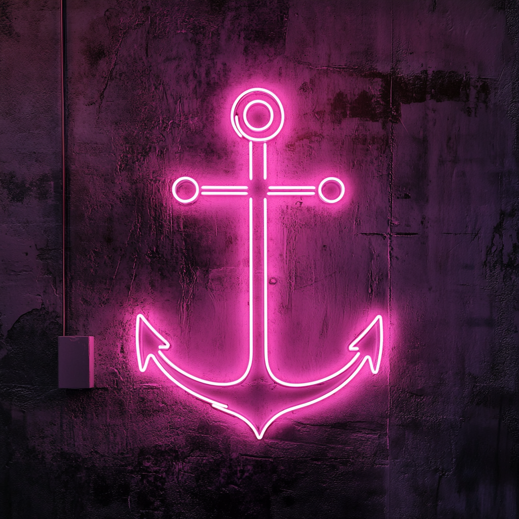Anchor - Pink Neon Sign, 24 Inches