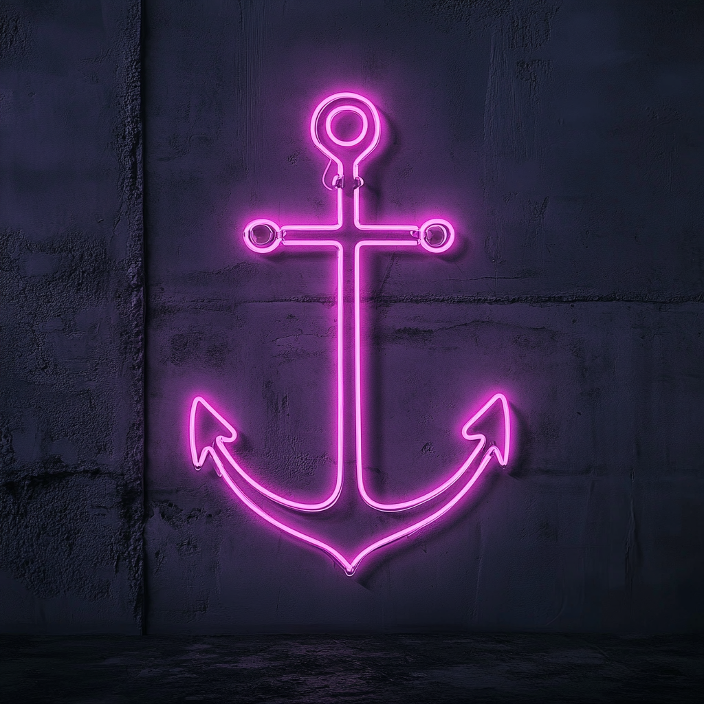 Anchor - Pink Neon Sign, 24 Inches