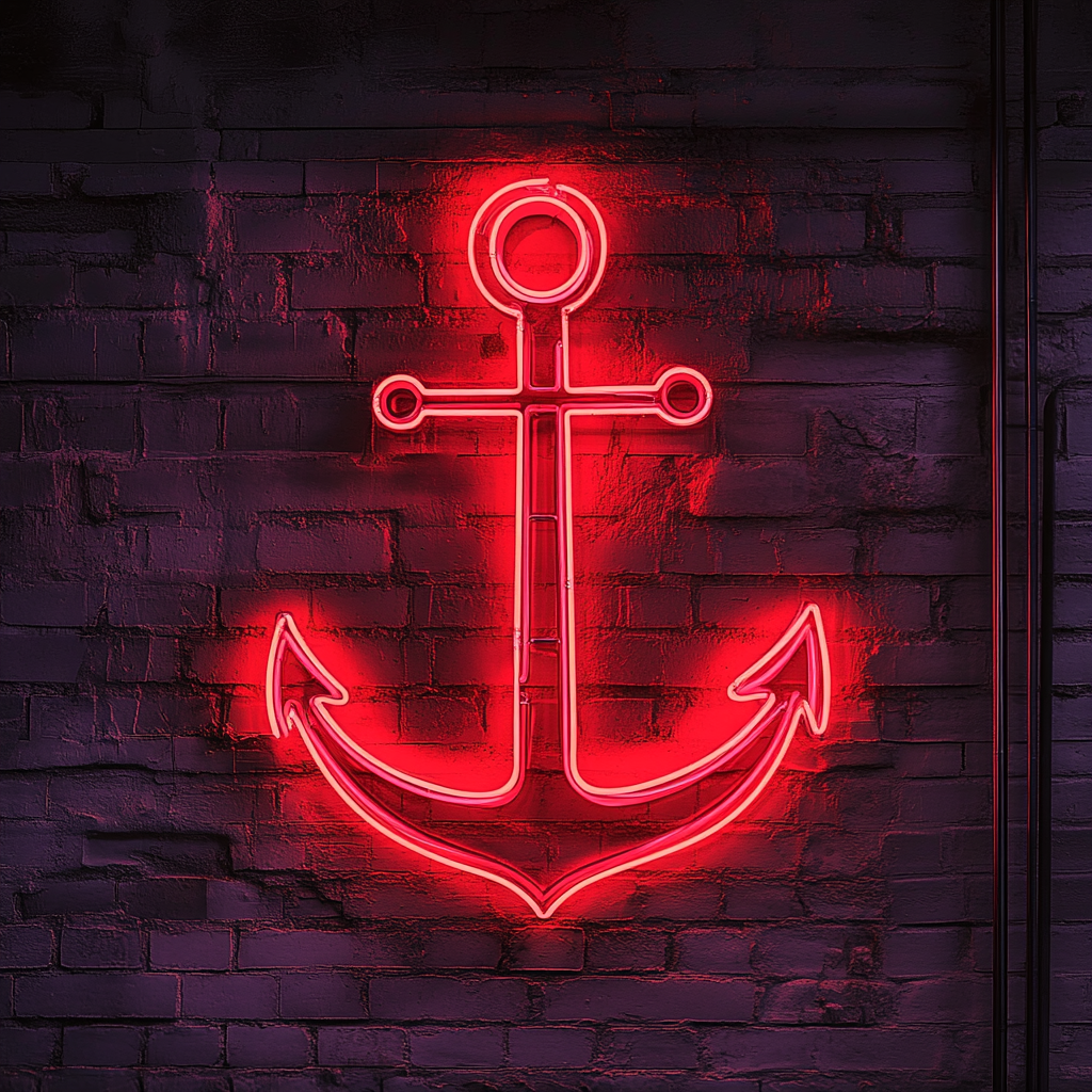 Anchor - Red Neon Sign, 18 Inches
