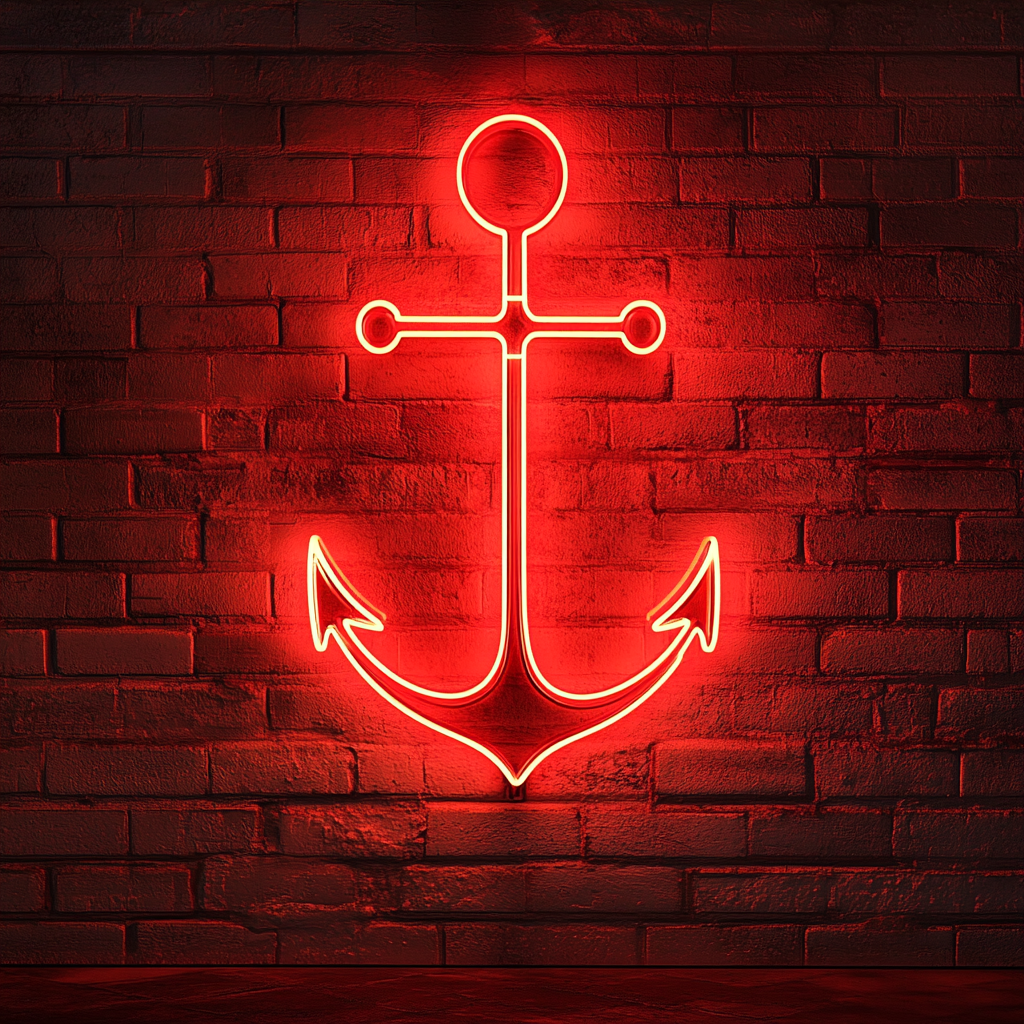 Anchor - Red Neon Sign, 18 Inches