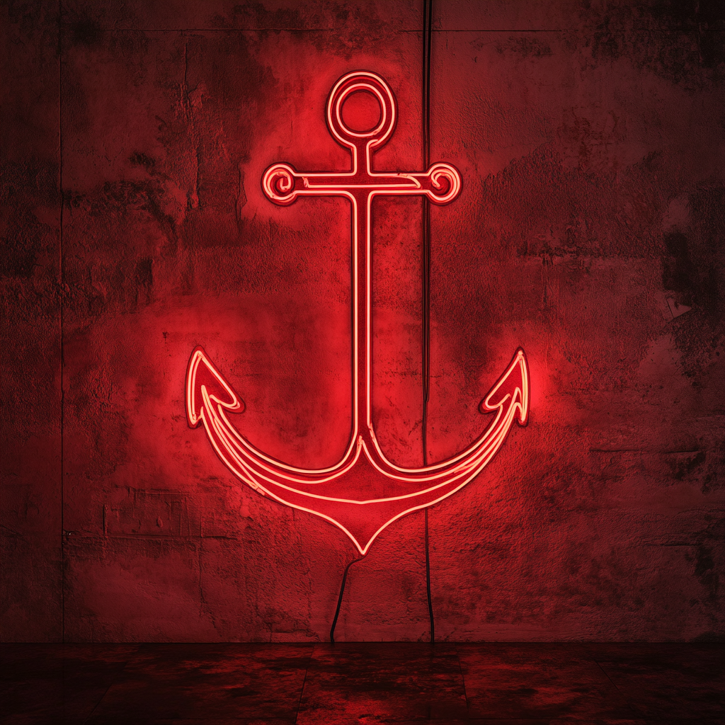 Anchor - Red Neon Sign, 18 Inches