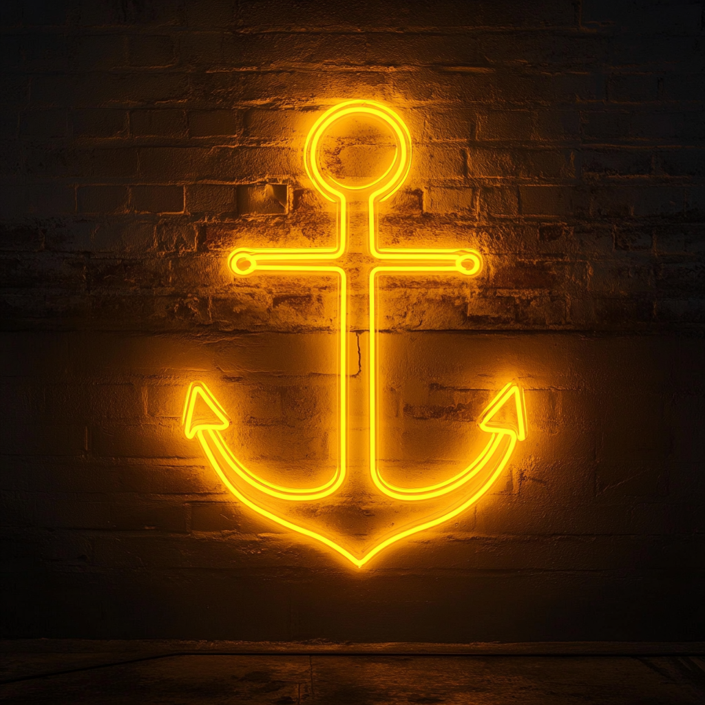 Anchor - Yellow Neon Sign, 18 Inches