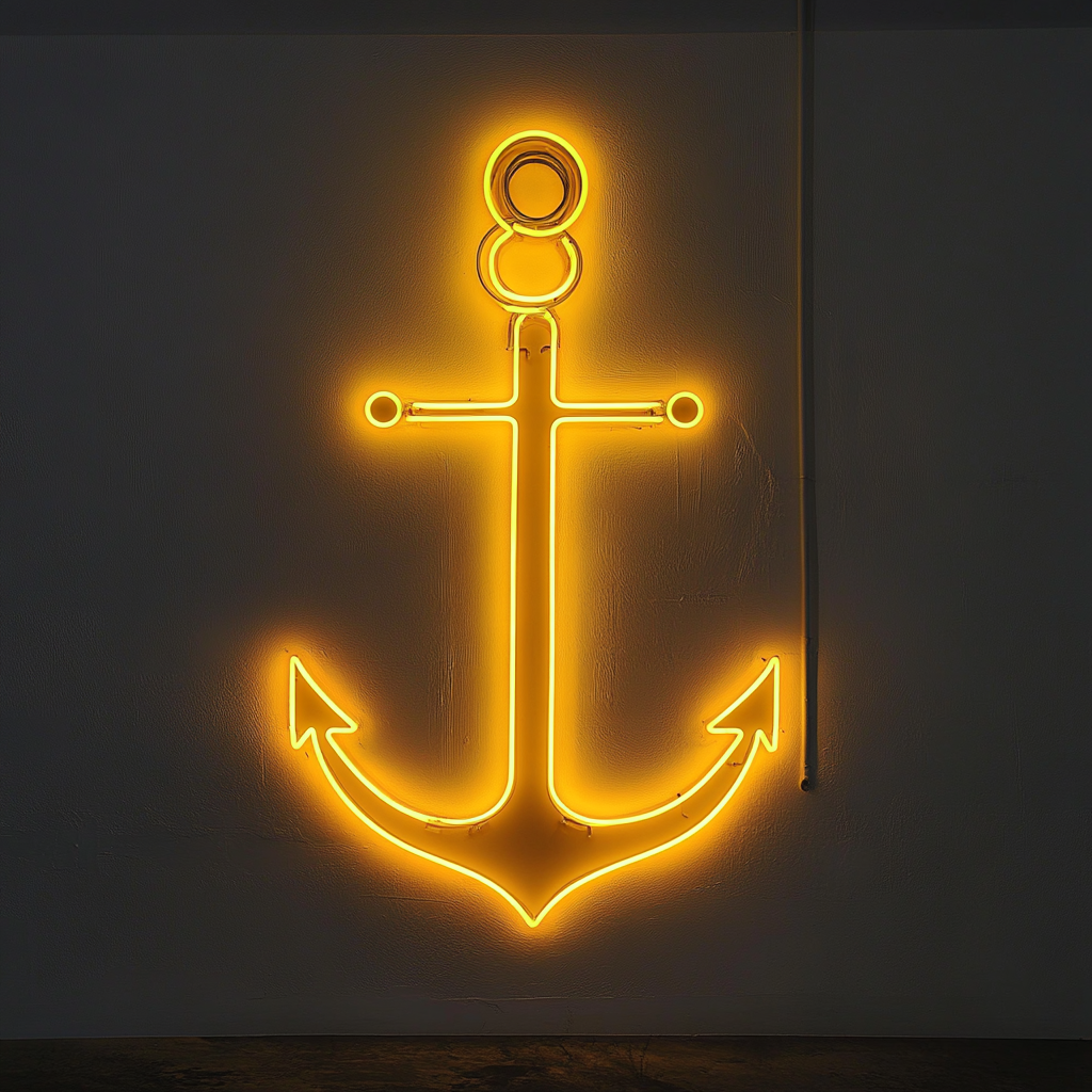 Anchor - Yellow Neon Sign, 18 Inches