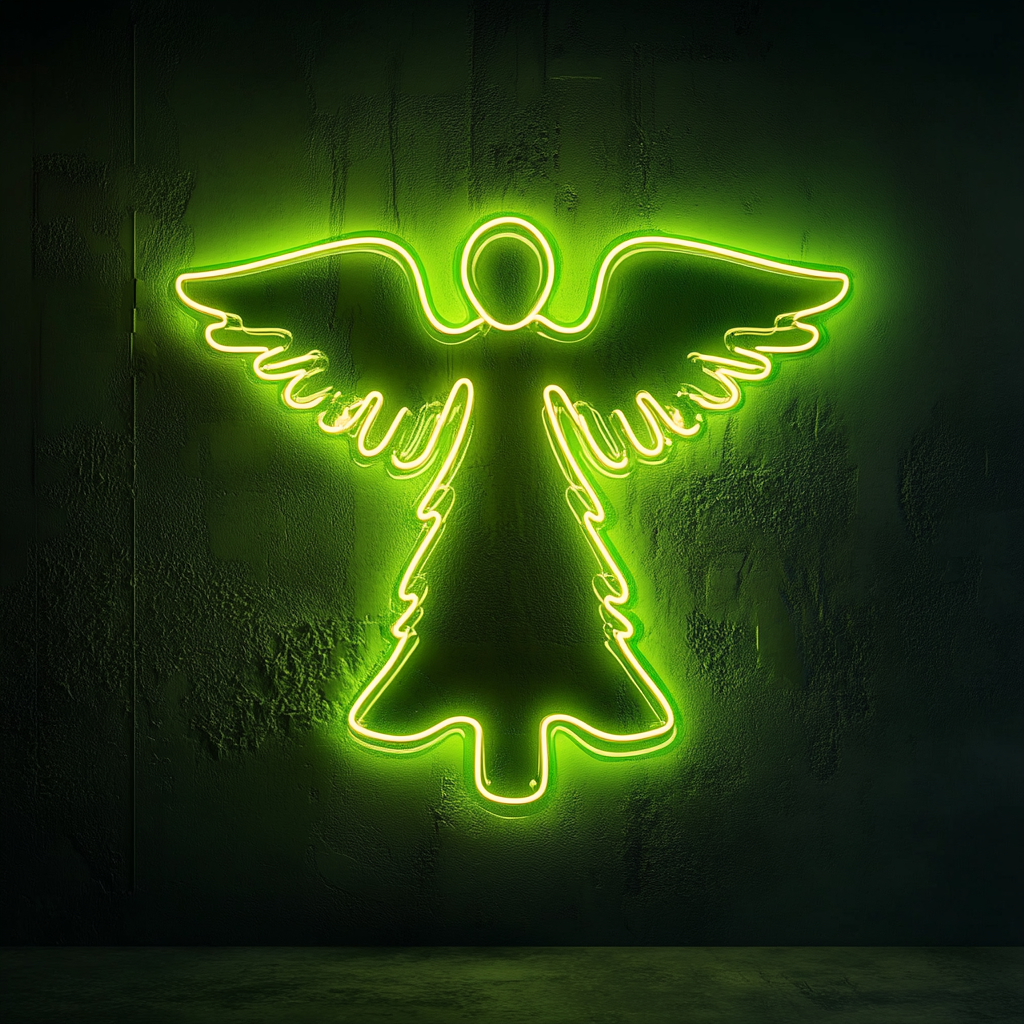 Angel - Green Neon Sign, 18 Inches