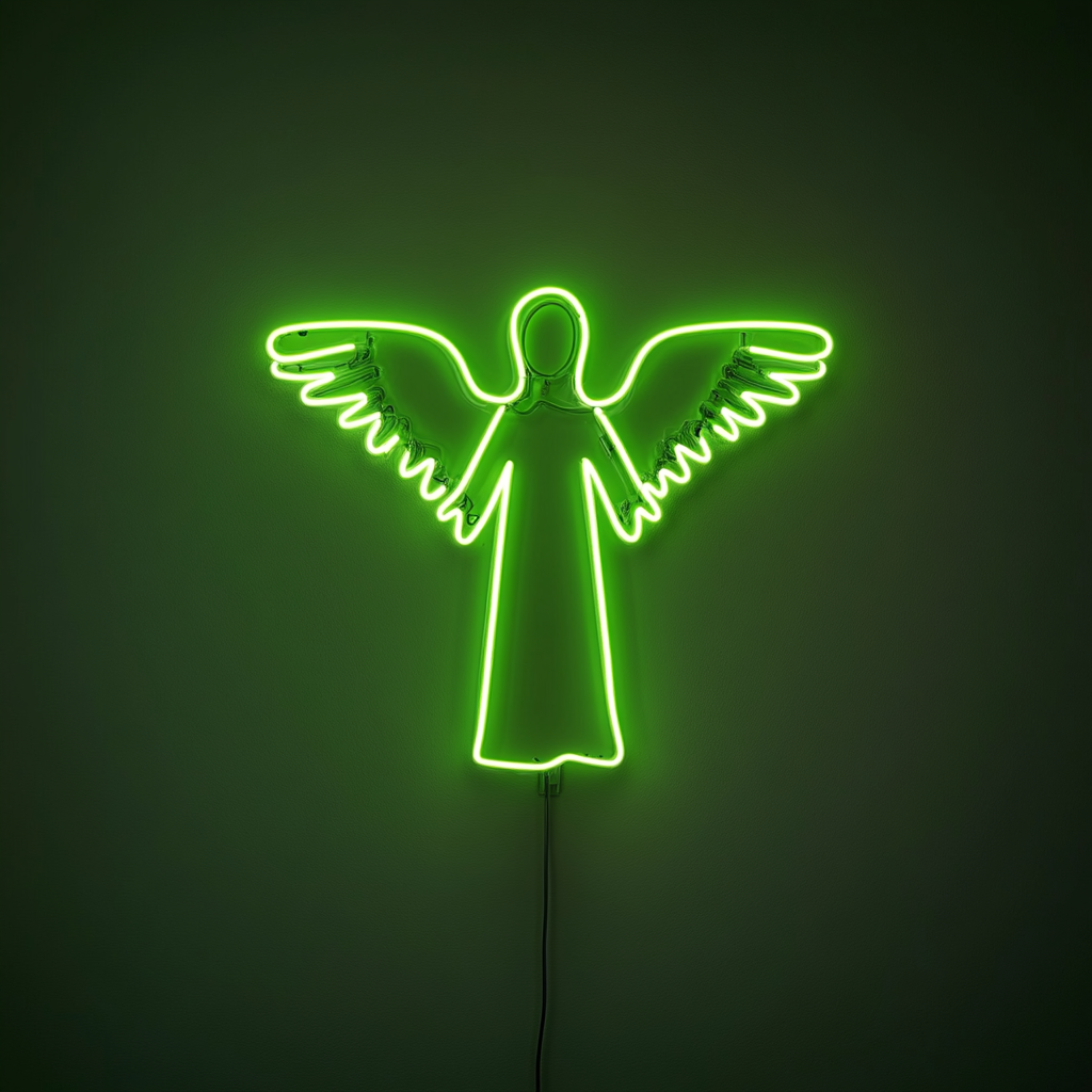 Angel - Green Neon Sign, 18 Inches