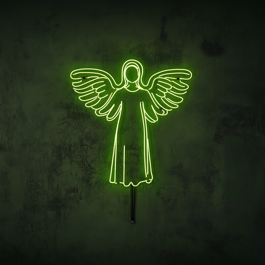 Angel - Green Neon Sign, 18 Inches