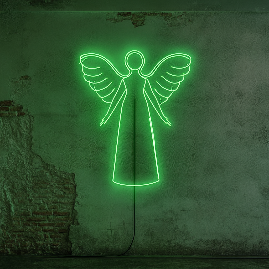 Angel - Green Neon Sign, 18 Inches