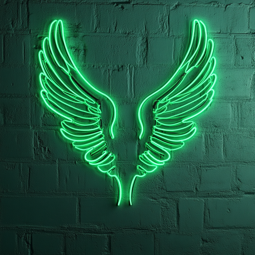 Angel Wings - Green Neon Sign, 18 Inches