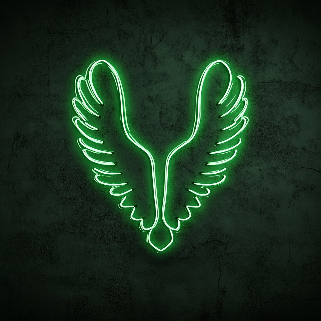 Angel Wings - Green Neon Sign, 18 Inches