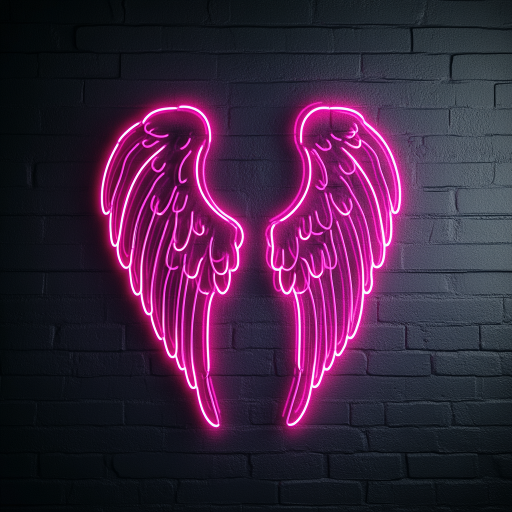 Angel Wings - Pink Neon Sign, 18 Inches