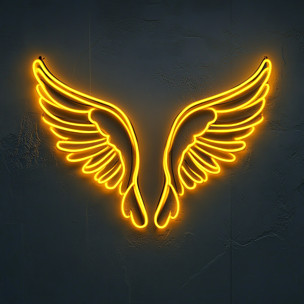 Angel Wings - Yellow Neon Sign, 18 Inches