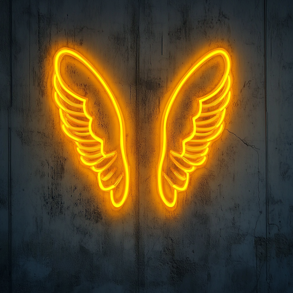 Angel Wings - Yellow Neon Sign, 18 Inches