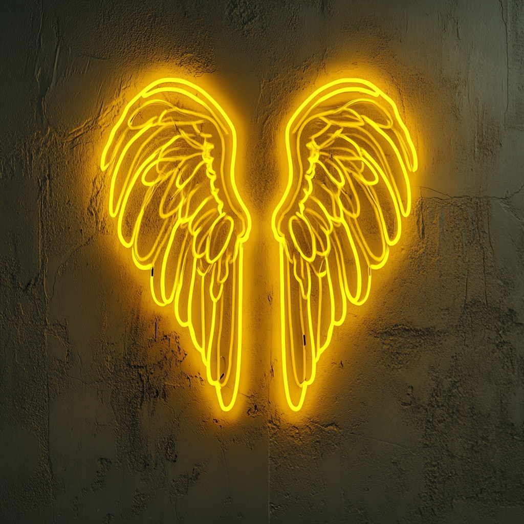 Angel Wings - Yellow Neon Sign, 18 Inches