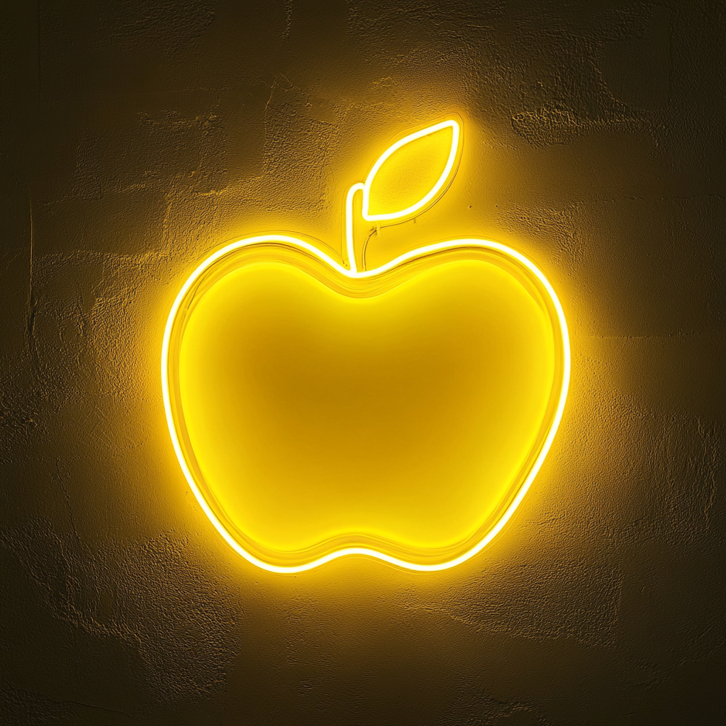 Apple - Yellow Neon Sign, 18 Inches