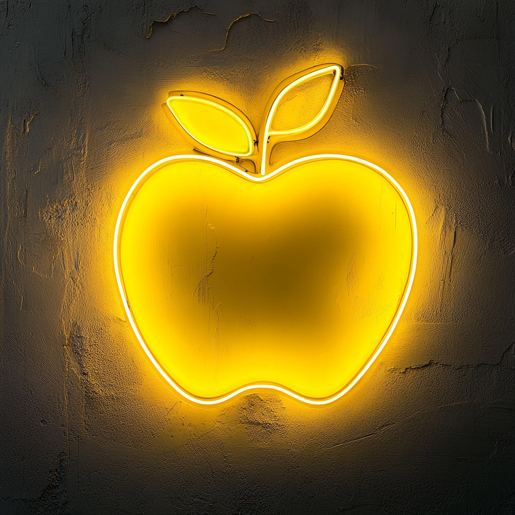 Apple - Yellow Neon Sign, 18 Inches