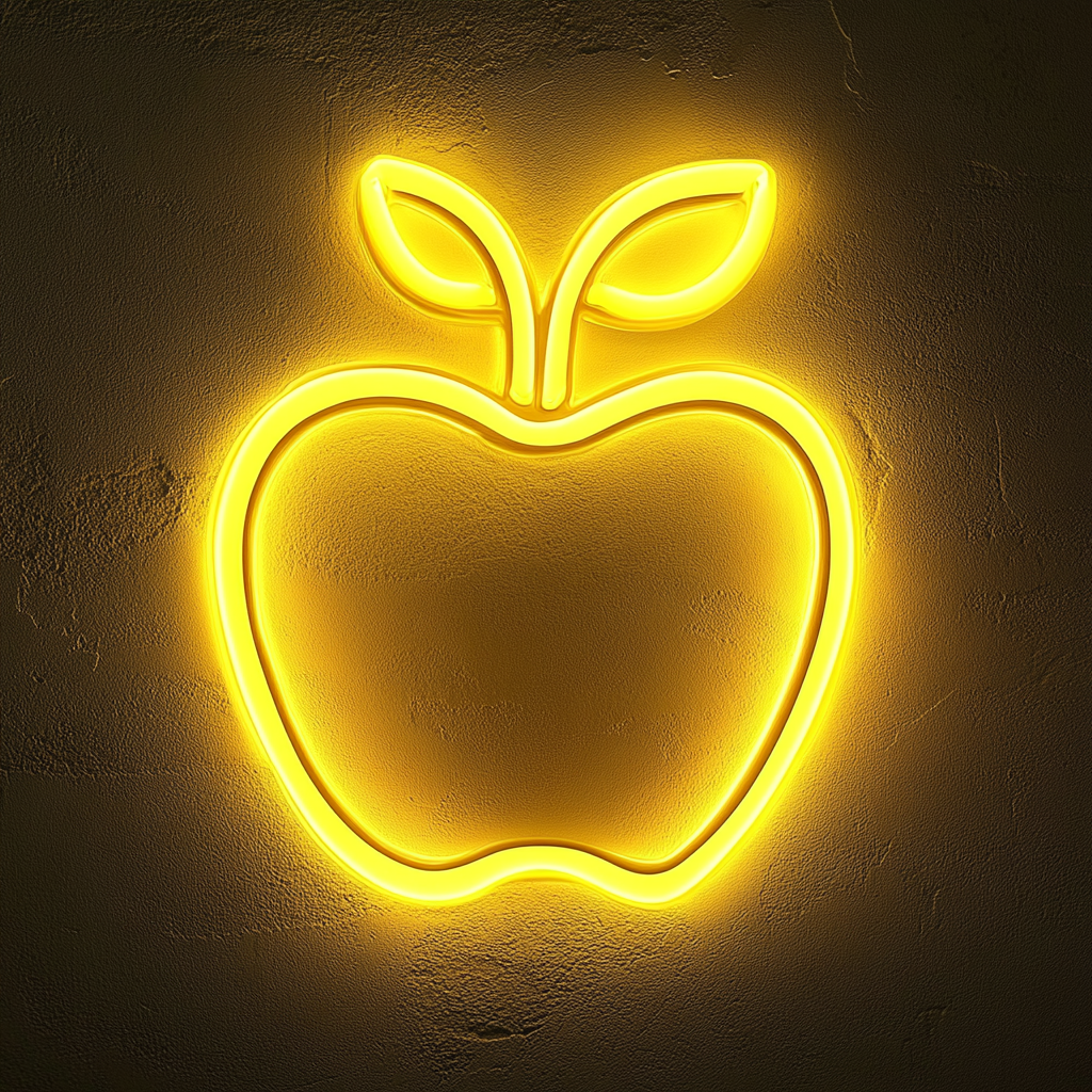 Apple - Yellow Neon Sign, 24 Inches