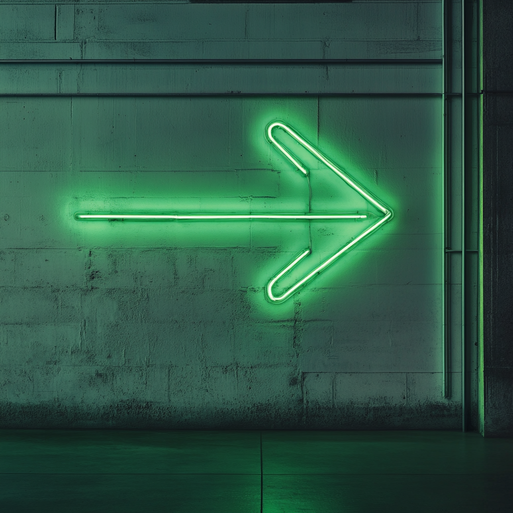 Arrow - Green Neon Sign, 18 Inches