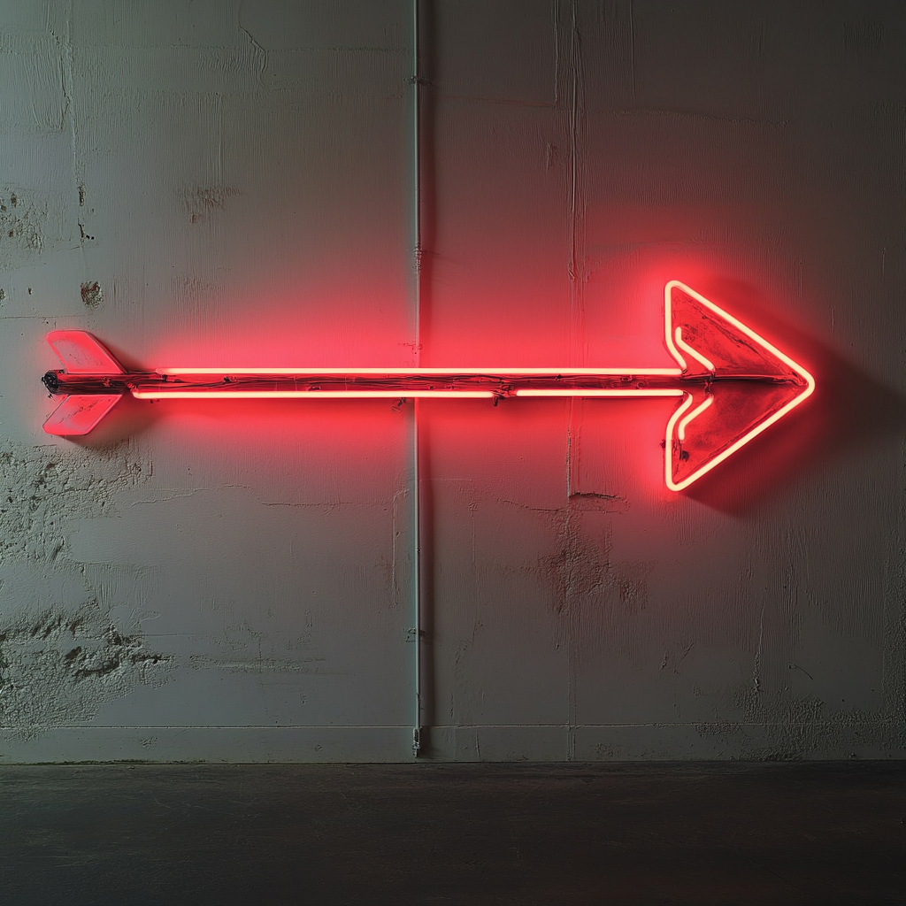 Arrow - Red Neon Sign, 24 Inches