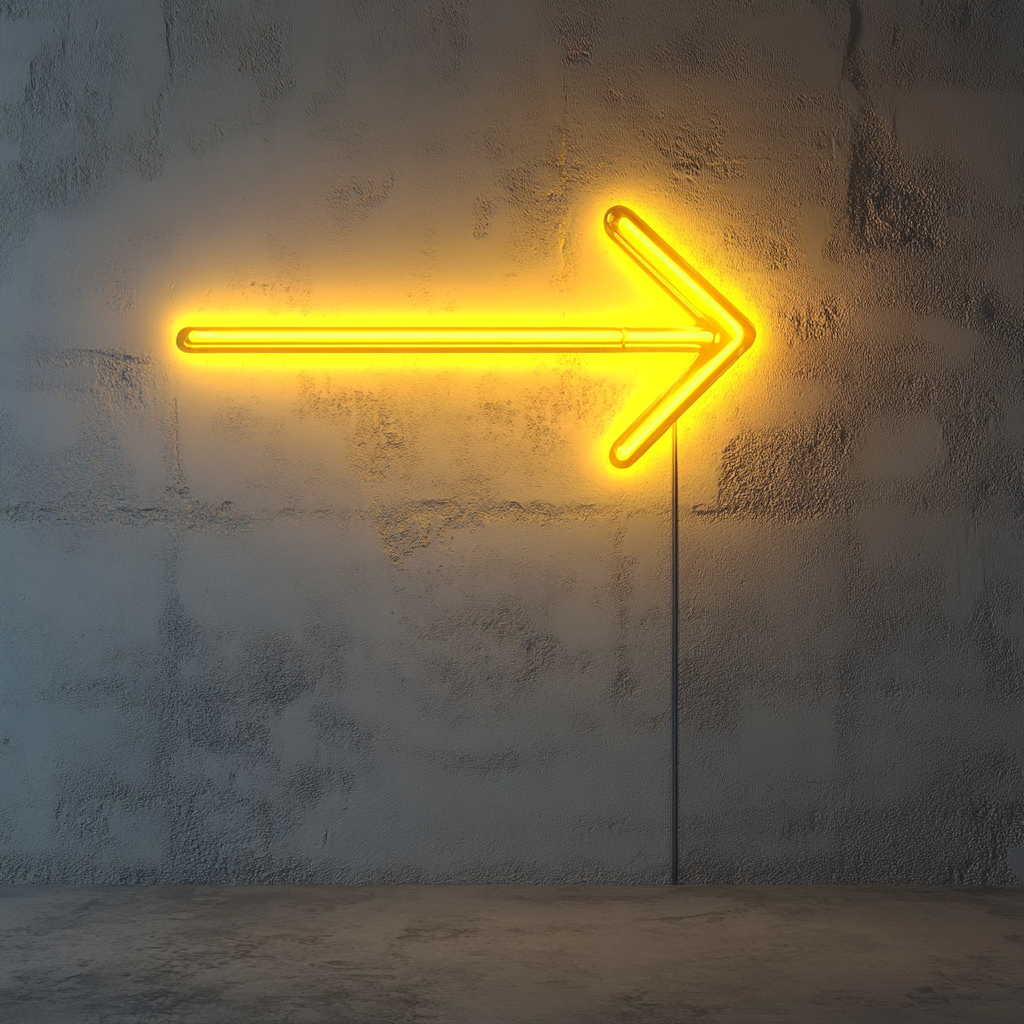 Arrow - Yellow Neon Sign, 18 Inches