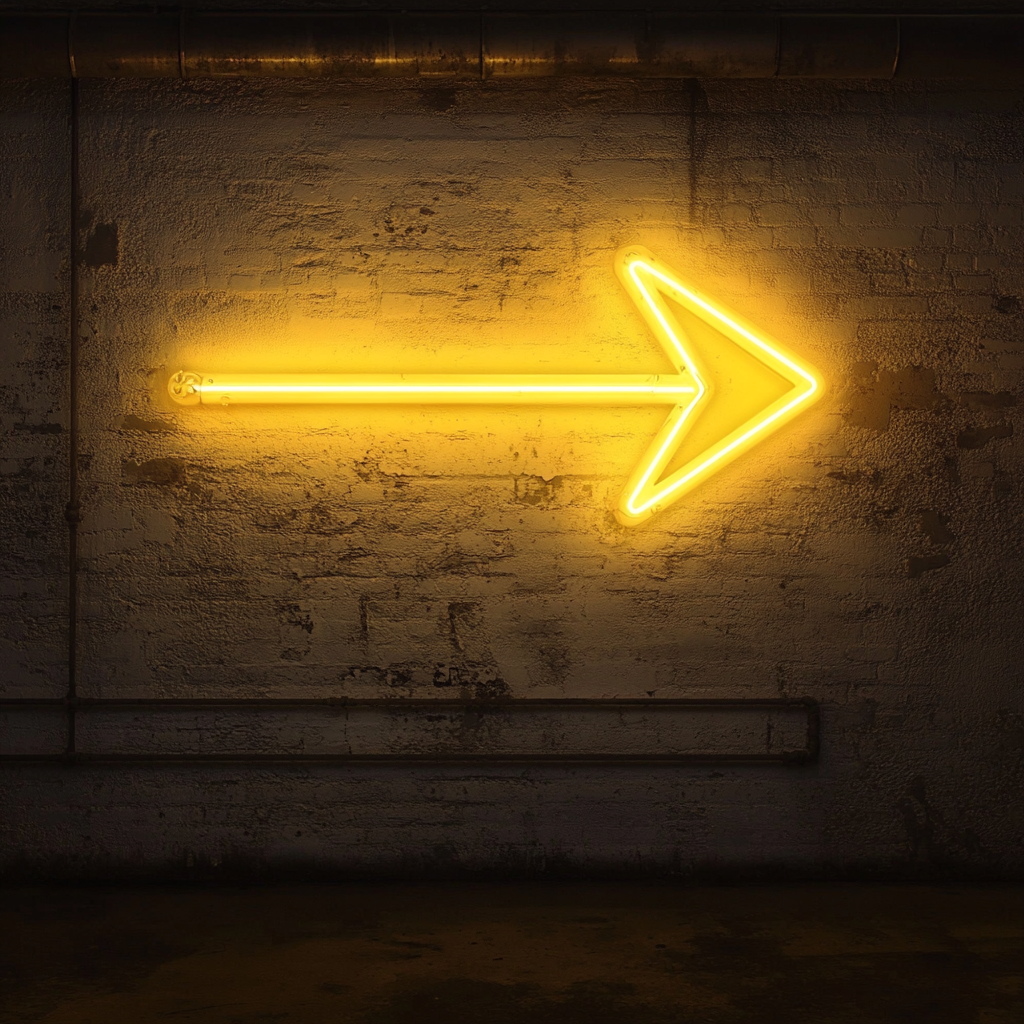 Arrow - Yellow Neon Sign, 18 Inches