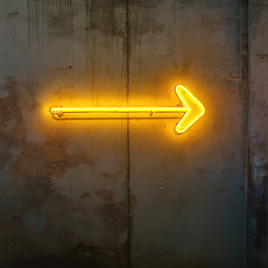 Arrow - Yellow Neon Sign, 18 Inches