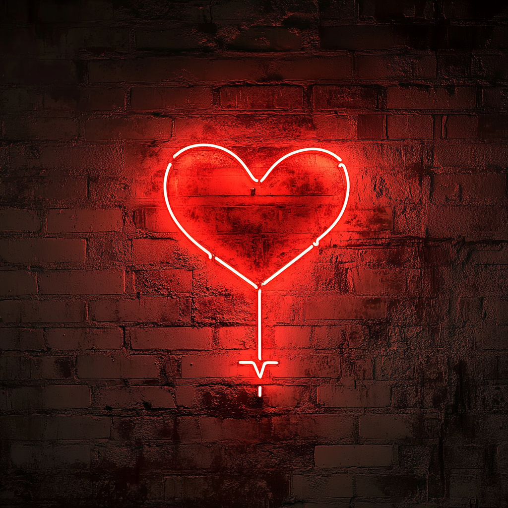 Arrow through Heart - Red Neon Sign, 24 Inches