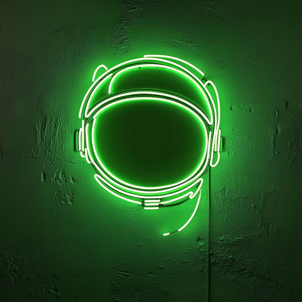 Astronaut Helmet - Green Neon Sign, 18 Inches