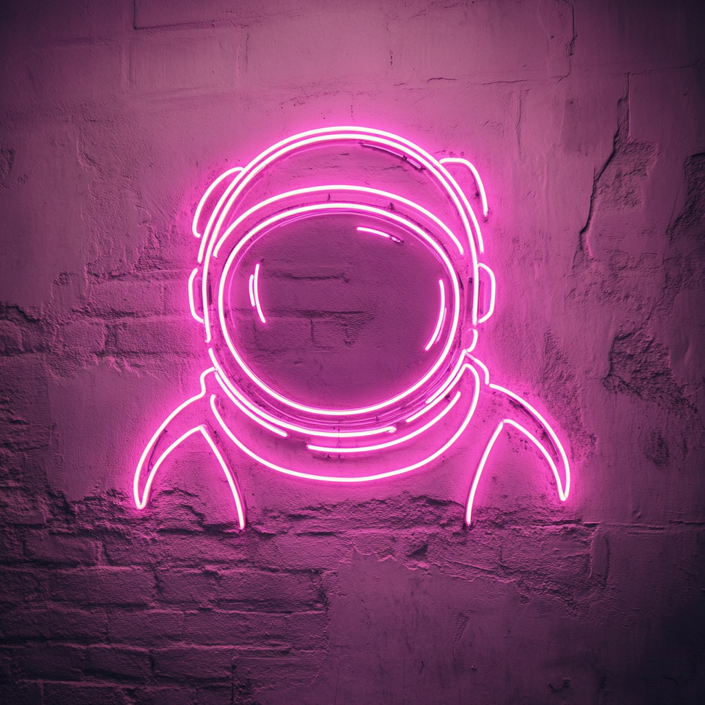 Astronaut Helmet - Pink Neon Sign, 18 Inches