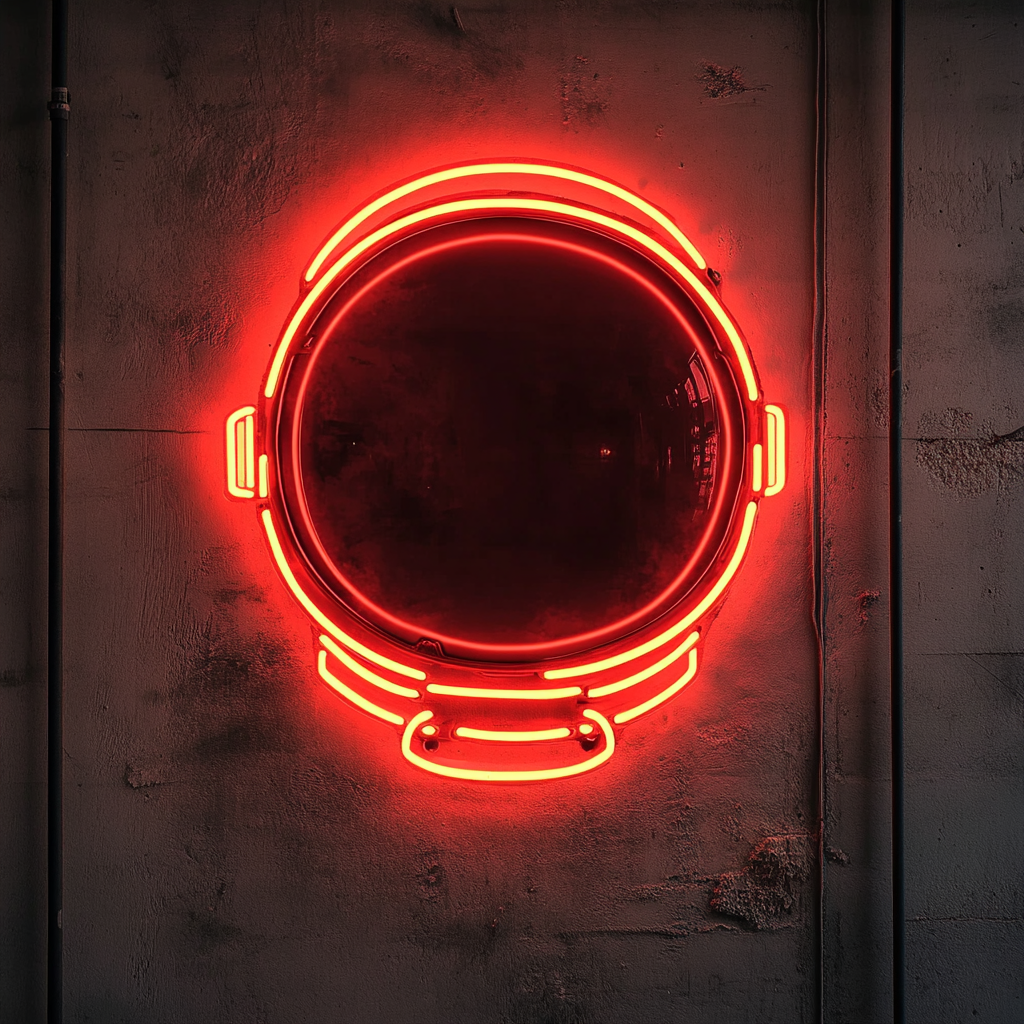 Astronaut Helmet - Red Neon Sign, 18 Inches