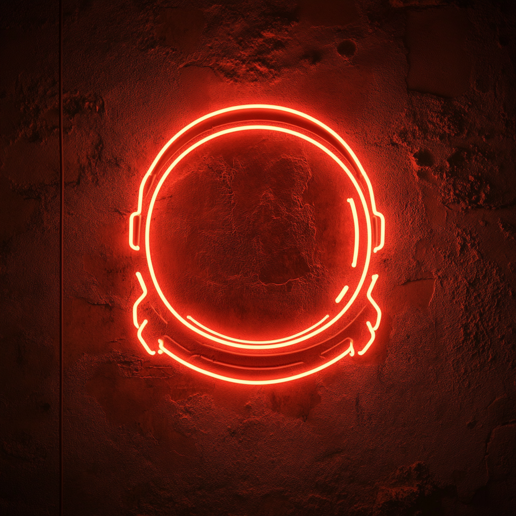 Astronaut Helmet - Red Neon Sign, 18 Inches