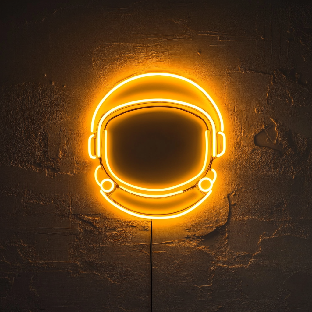 Astronaut Helmet - Yellow Neon Sign, 18 Inches