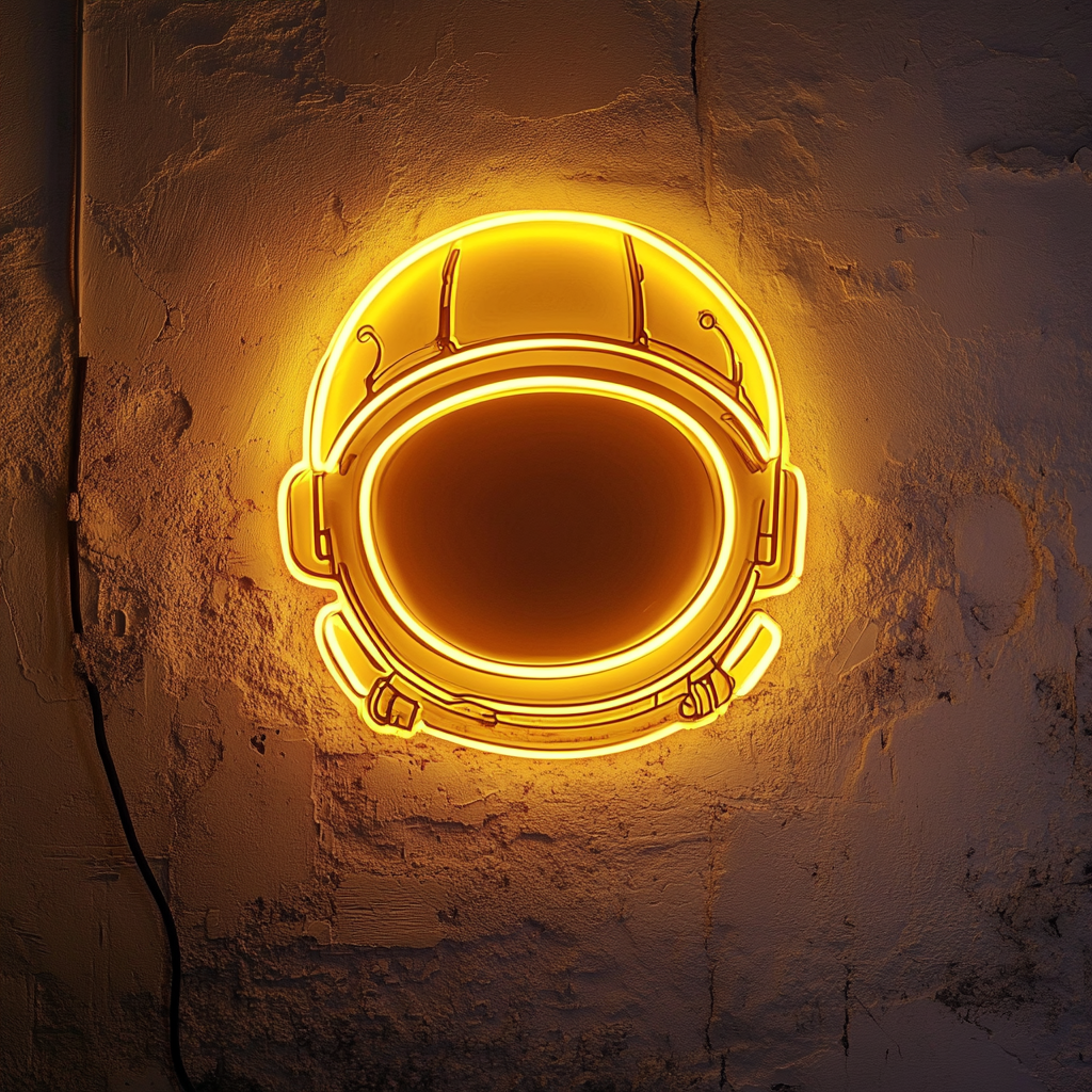 Astronaut Helmet - Yellow Neon Sign, 18 Inches
