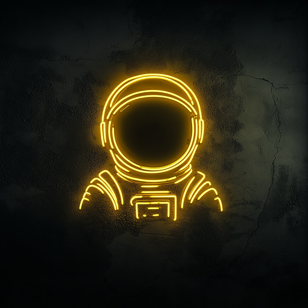 Astronaut Helmet - Yellow Neon Sign, 18 Inches