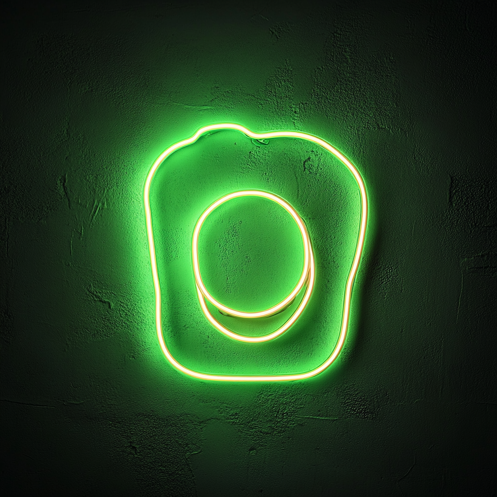 Avocado Toast with Egg - Green Neon Sign, 24 Inches