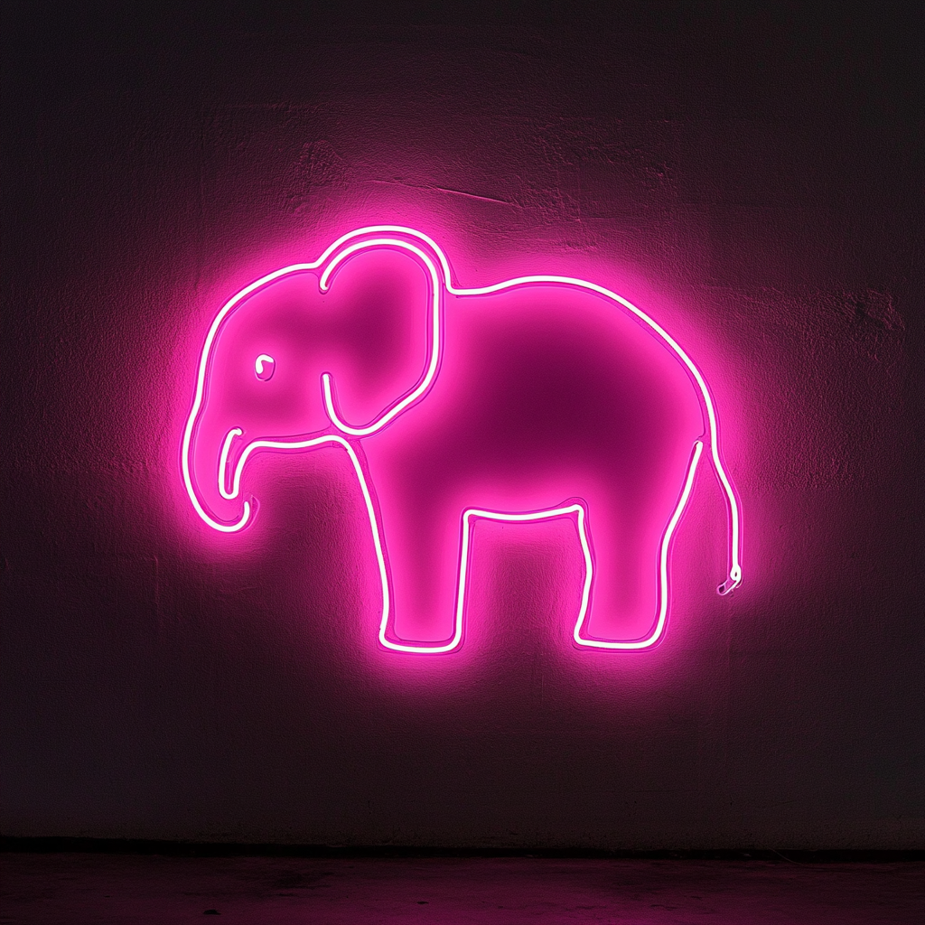 Baby Elephant - Pink Neon Sign, 18 Inches