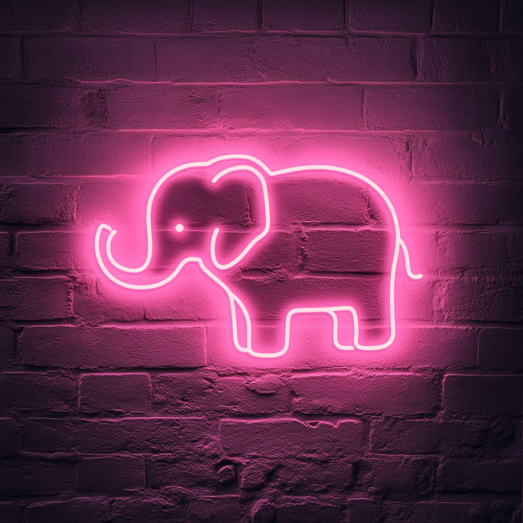 Baby Elephant - Pink Neon Sign, 18 Inches