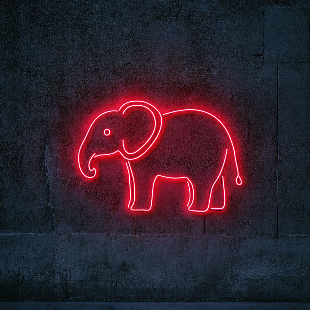 Baby Elephant - Red Neon Sign, 18 Inches