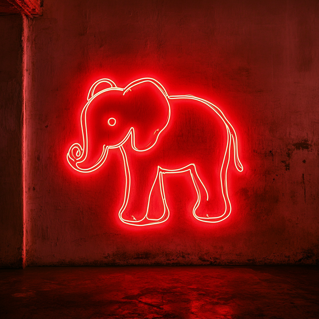 Baby Elephant - Red Neon Sign, 18 Inches
