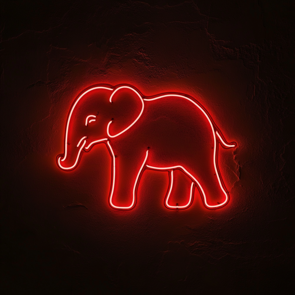 Baby Elephant - Red Neon Sign, 18 Inches